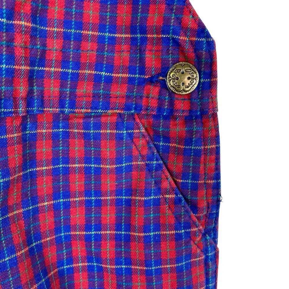 Oshkosh B'Gosh Babys 24 Months Vintage 90s Plaid Overalls Paper Tag Made in USA
